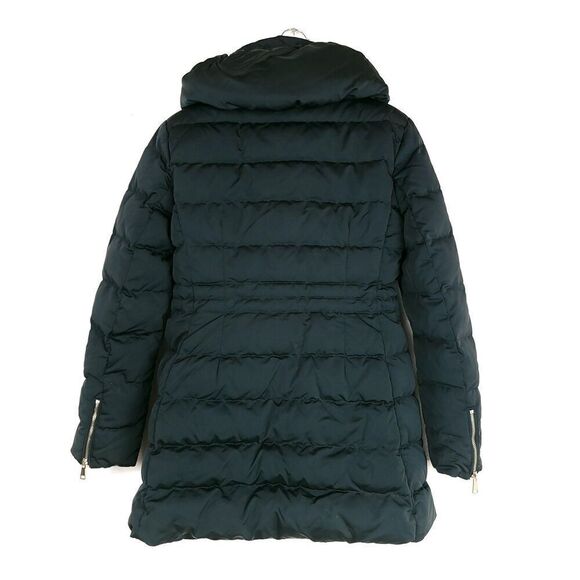 ZARA Fur Long Quilted Down Fill Puffer Jacket Parka Coat Emerald Medium Gorpcore - Picture 8 of 12